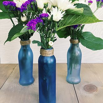 DIY Upcycled Sea Glass Flower Vases